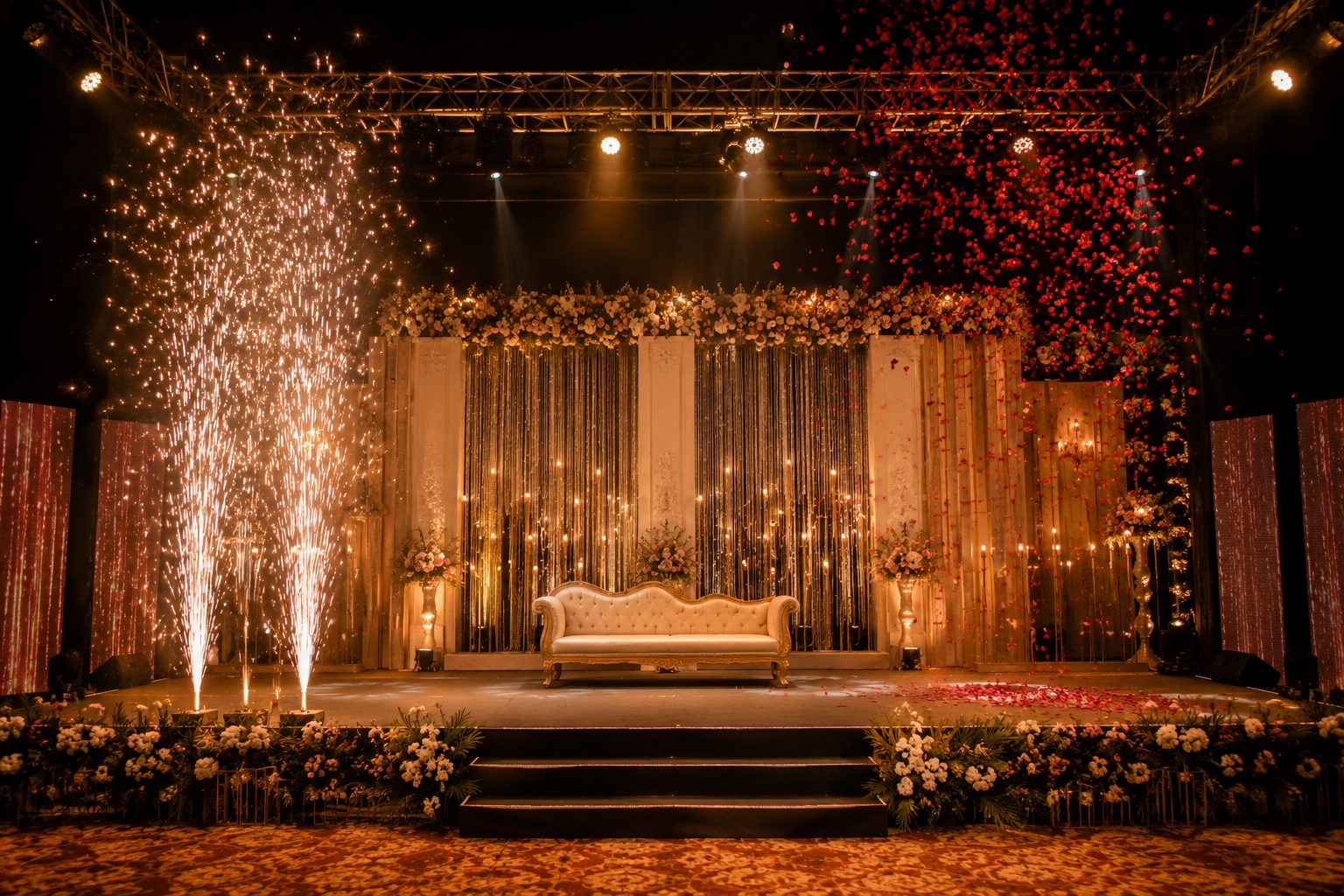 Cold spark and flower shower SFX for sangeet night in Ahmedabad