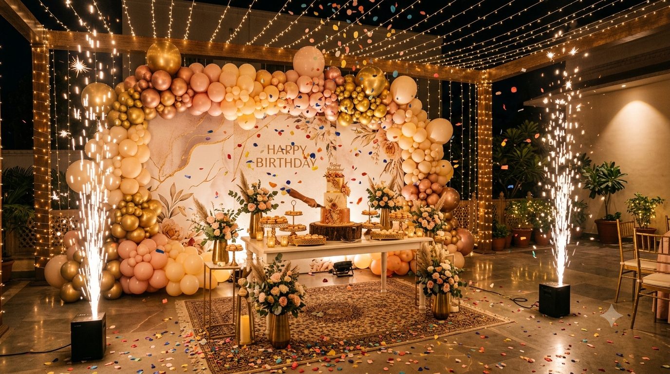 Birthday party confetti and sparkular SFX in Ahmedabad